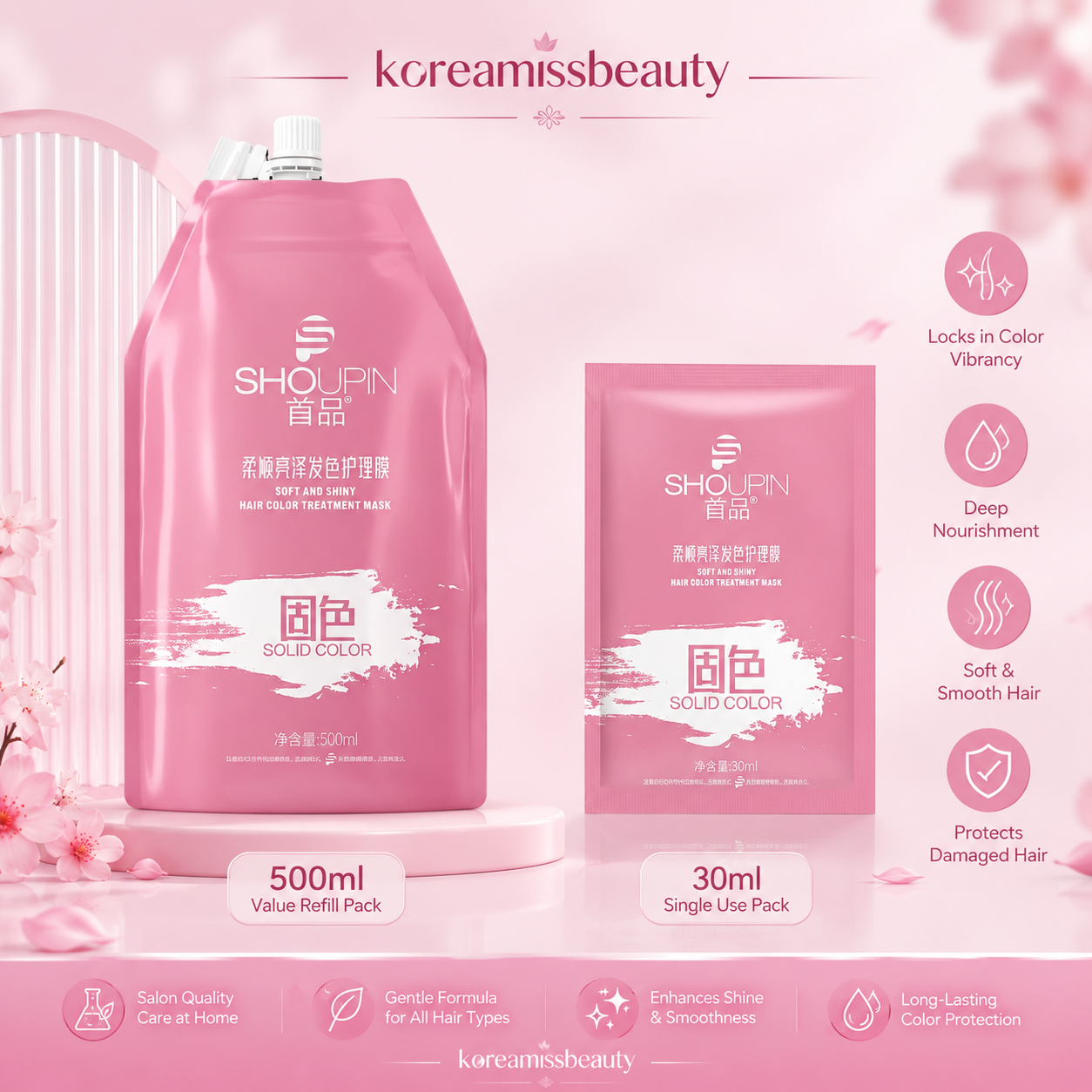 Keratin Hair Repair Mask – 5-Second Deep Conditioning Treatment for Damaged, Dry & Frizzy Hair with Color Protection | 30ml / 500ml