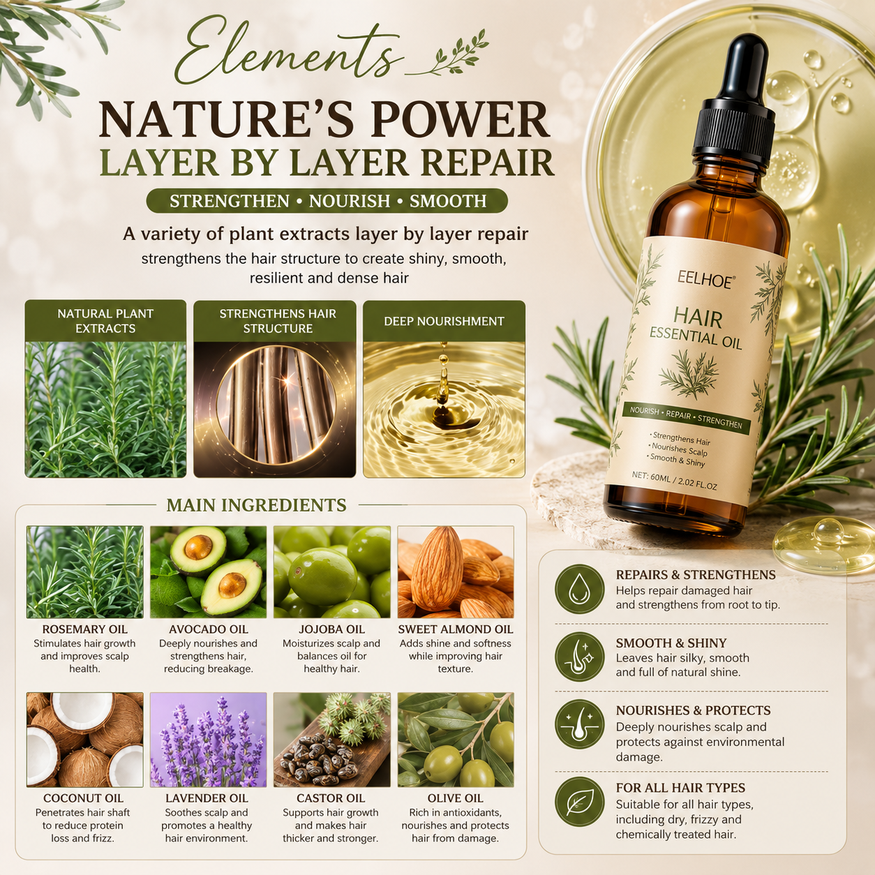 Rosemary & Lavender Hair Oil – Deep Nourishment for Soft, Smooth & Healthy Hair