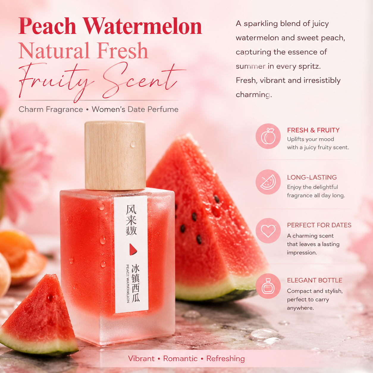 Fresh Peach & Watermelon Fragrance – Lightweight Eau de Toilette for Women