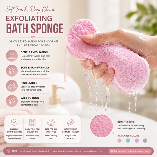Magic Bath Sponge – Gentle Exfoliating Body Scrubber for Smooth, Clean Skin