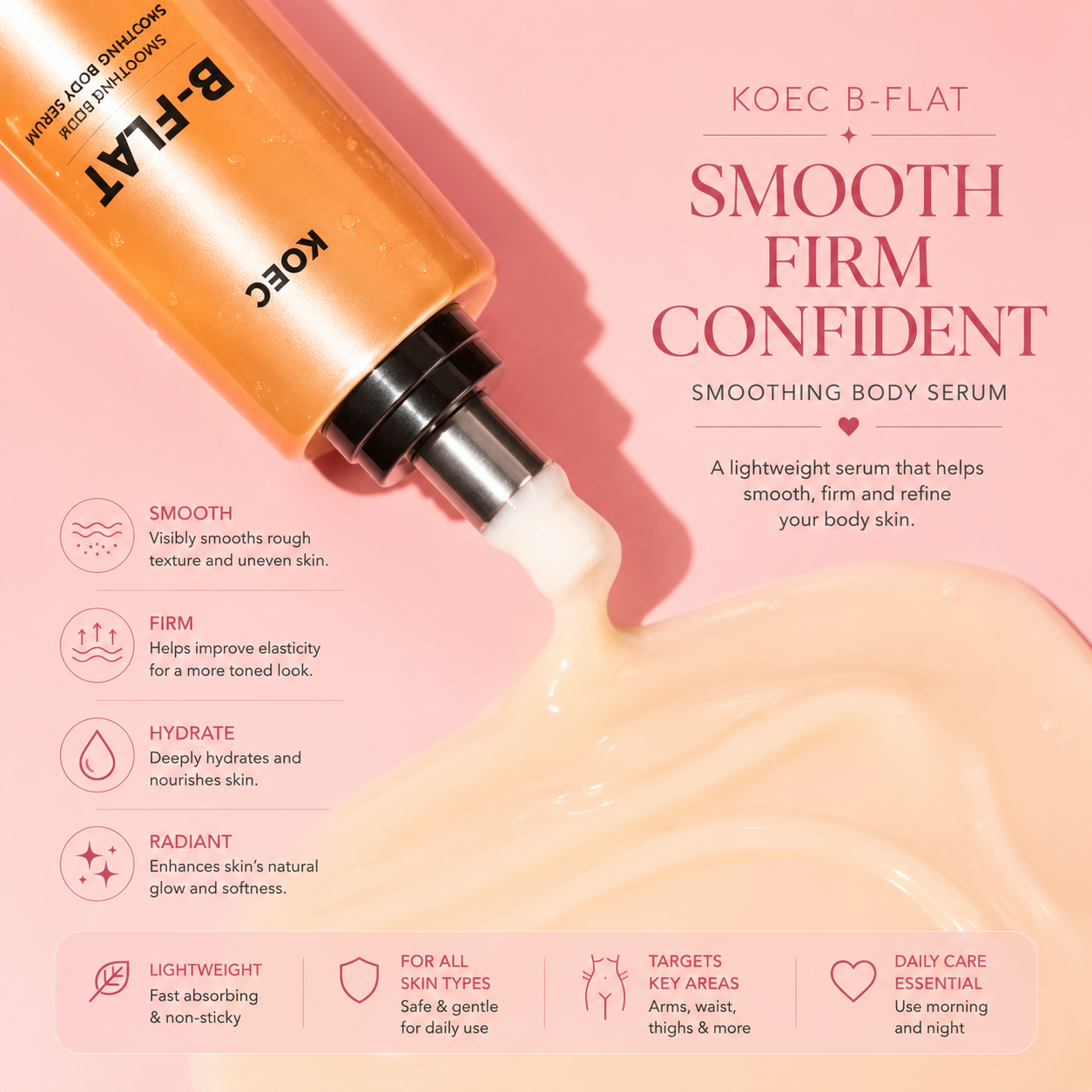 KOEC B-Flat Belly Firming Cream – Hydrating & Smoothing Body Cream with Avocado & Shea Butter (60ml)