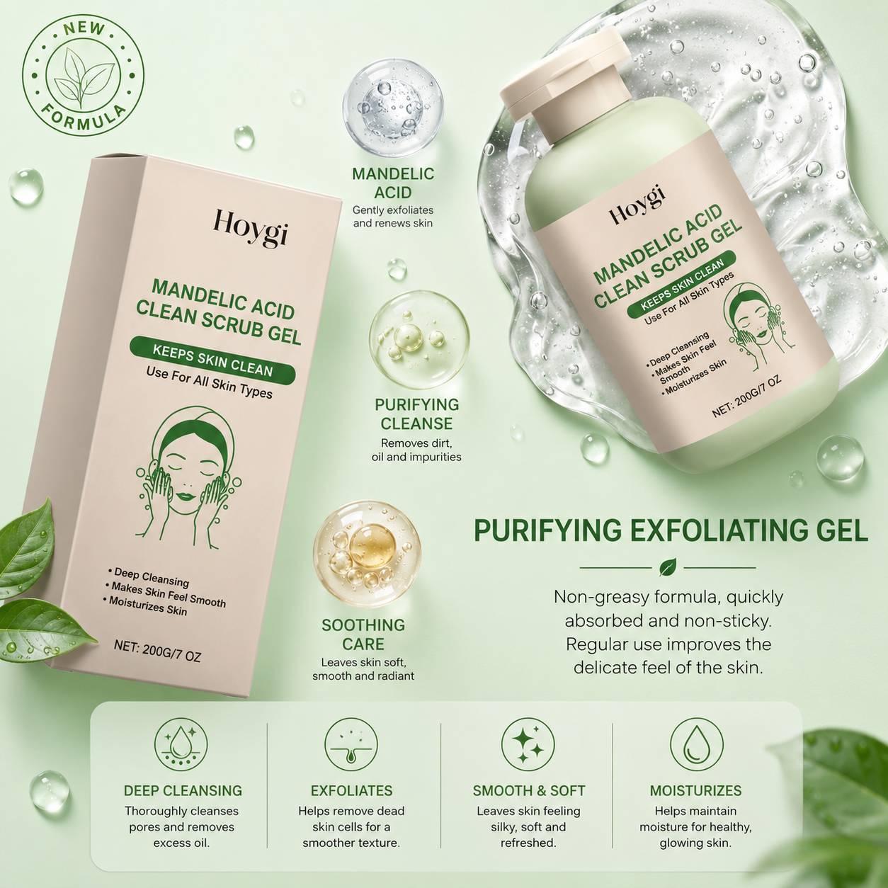 Body Exfoliating Gel with Mandelic Acid – Gentle Pore Cleansing & Moisturizing Care