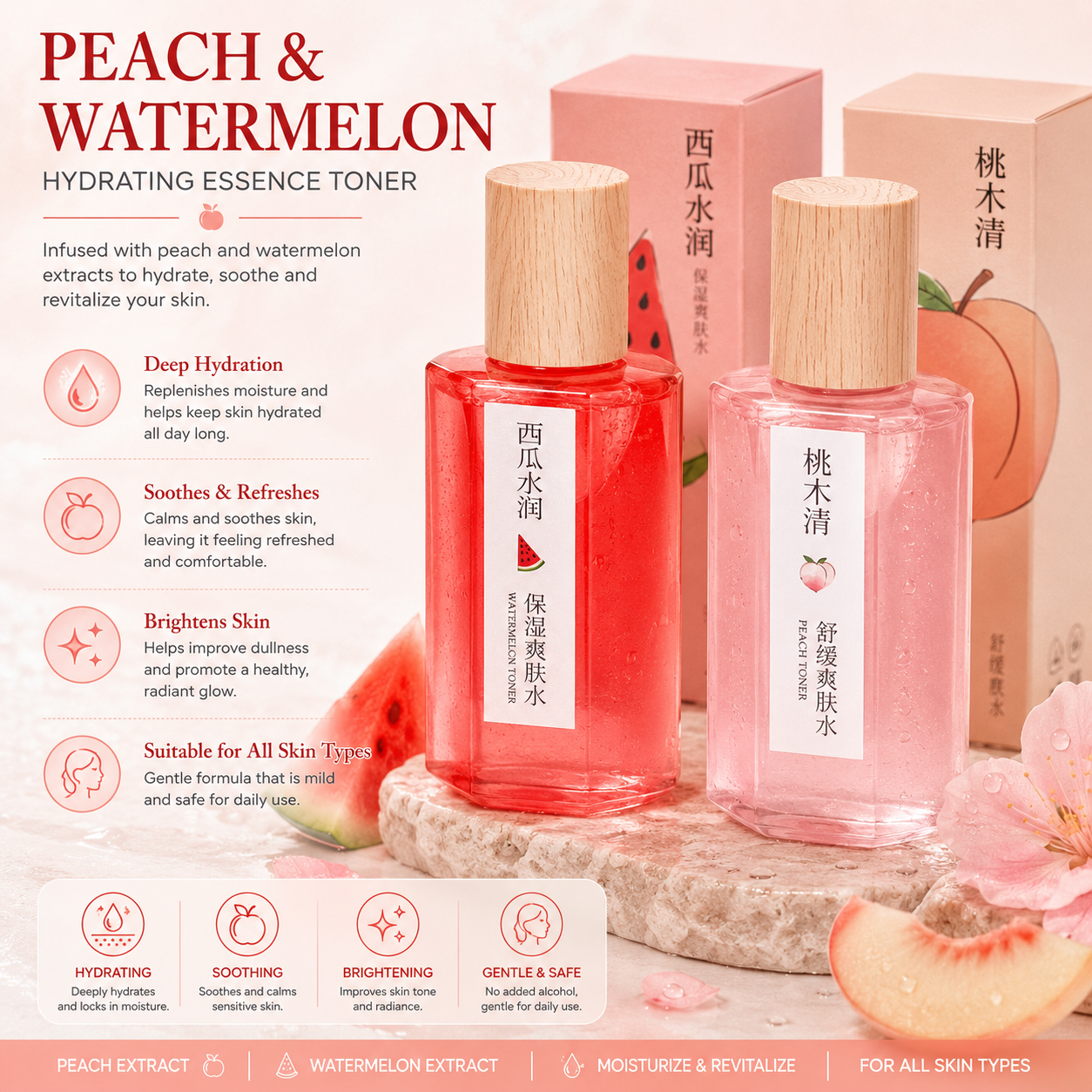 Fresh Peach & Watermelon Fragrance – Lightweight Eau de Toilette for Women