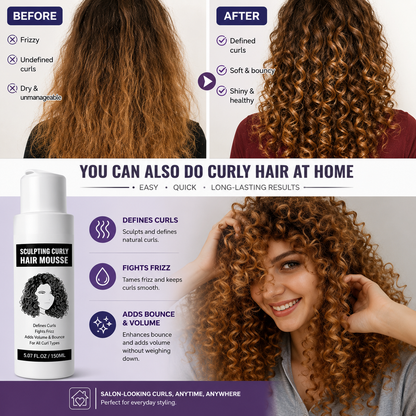 Curly Hair Styling Mousse – Defines Curls, Reduces Frizz & Adds Lasting Volume