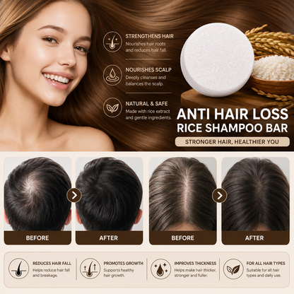 Organic Rice Water Shampoo Bar – Nourishing & Conditioning Hair Soap with Rice Protein
