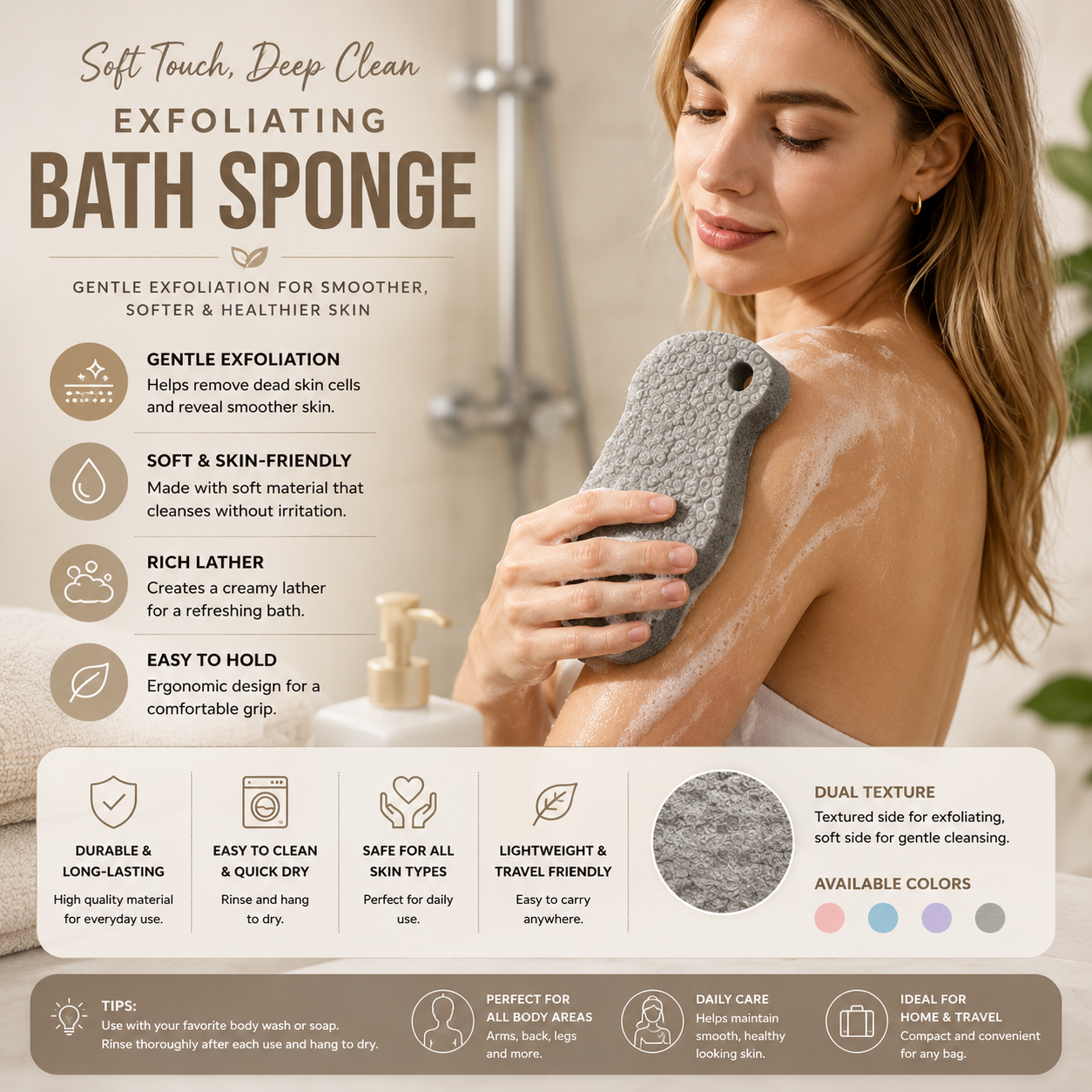 Magic Bath Sponge – Gentle Exfoliating Body Scrubber for Smooth, Clean Skin