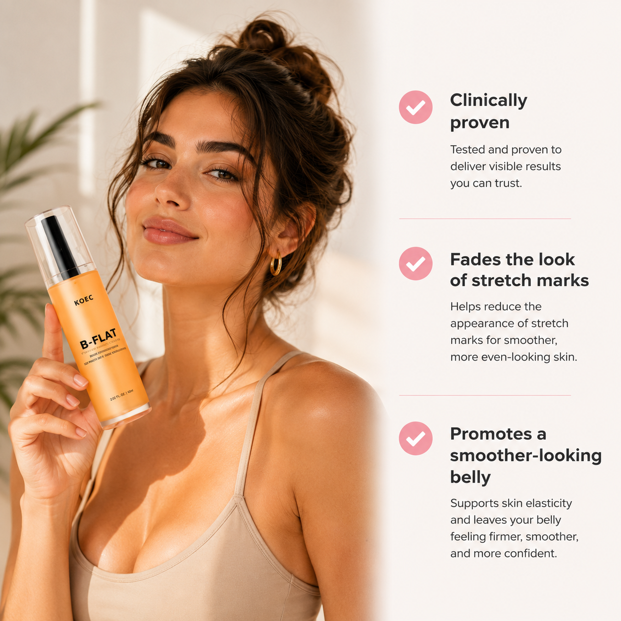 KOEC B-Flat Belly Firming Cream – Hydrating & Smoothing Body Cream with Avocado & Shea Butter (60ml)
