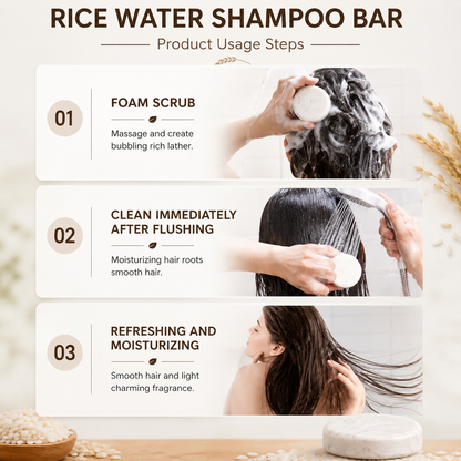 Organic Rice Water Shampoo Bar – Nourishing & Conditioning Hair Soap with Rice Protein