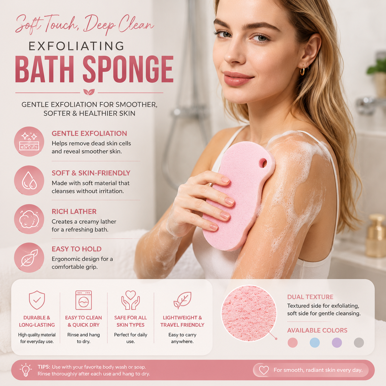 Magic Bath Sponge – Gentle Exfoliating Body Scrubber for Smooth, Clean Skin
