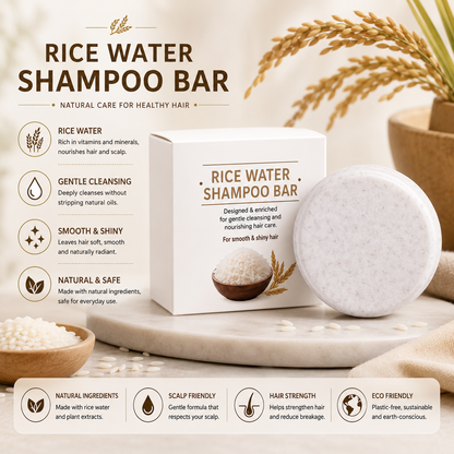 Organic Rice Water Shampoo Bar – Nourishing & Conditioning Hair Soap with Rice Protein